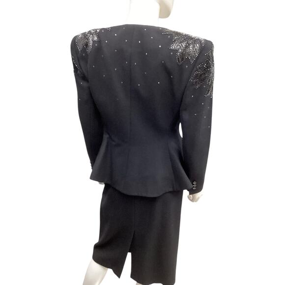 Vintage Nolan Miller 2 Piece Outfit Women’s SZ 4 Blazer + Skirt 100% Wool Black - Picture 4 of 9